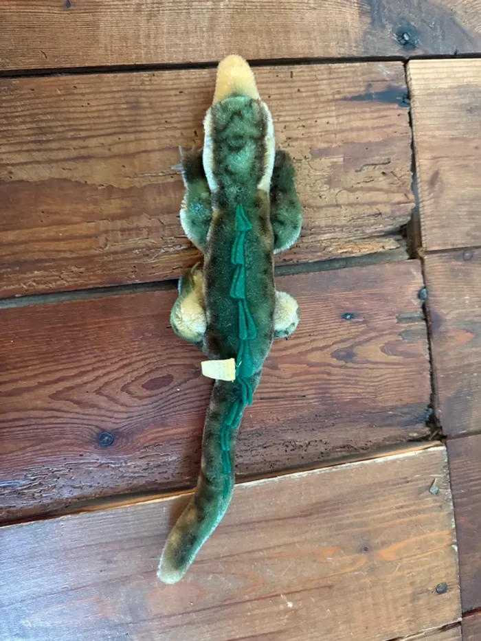 Peluche très ancienne crocodile Gaty Steiff 33cm alligator vert collection - photo numéro 5