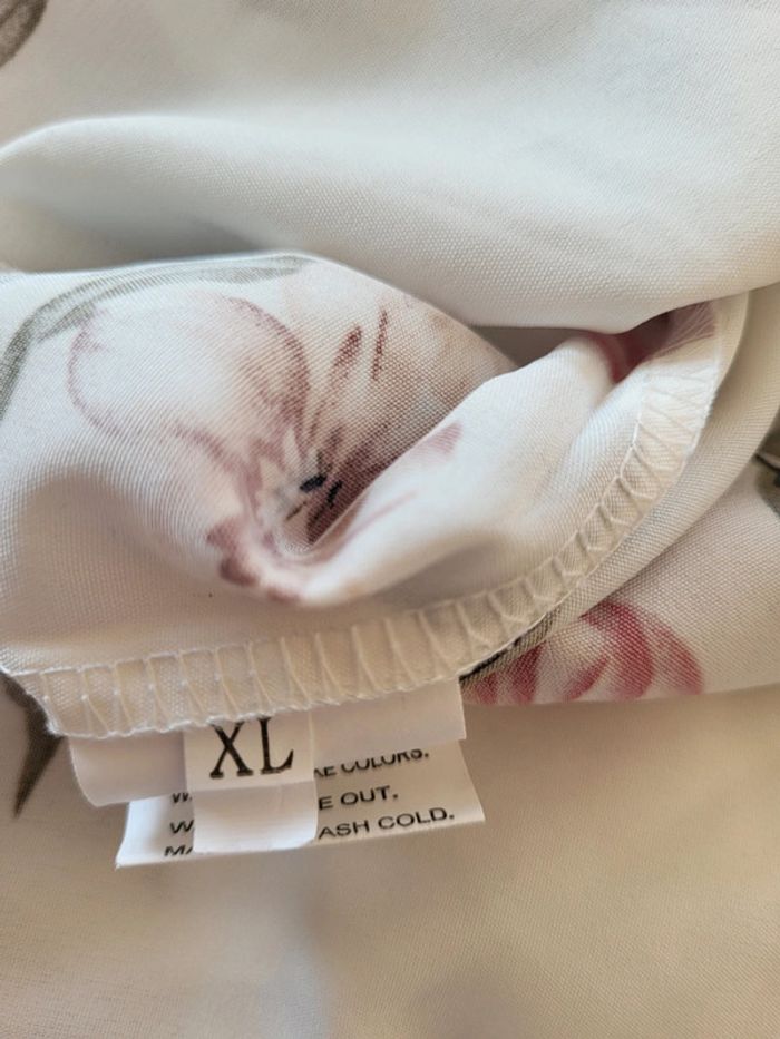 Robe de cérémonie ou de cocktail à fleurs rose écru La Redoute Taille XL ou 40/42 - photo numéro 9