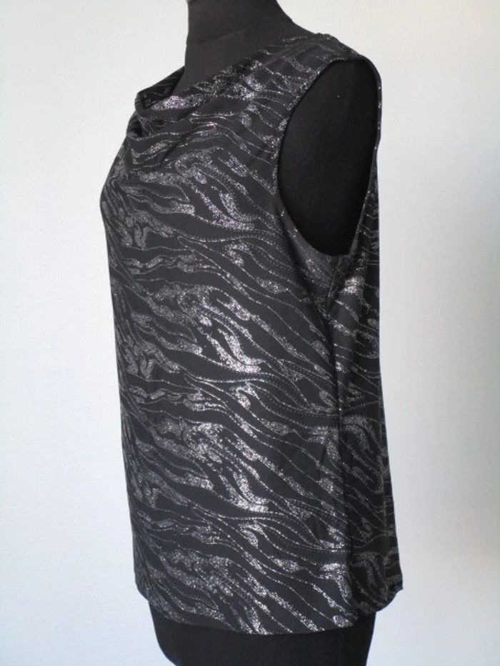 Top noir motifs argent Fiorella di Verdi 42 TBE - photo numéro 4