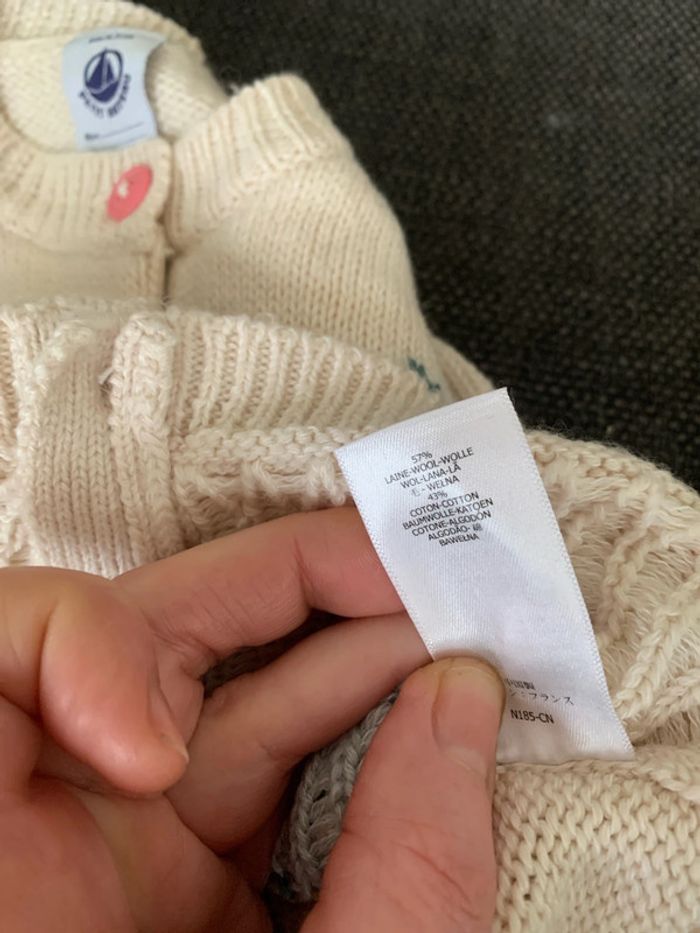 Cardigan petit bateau, laine et coton, 6 mois, comme neuf - photo numéro 7