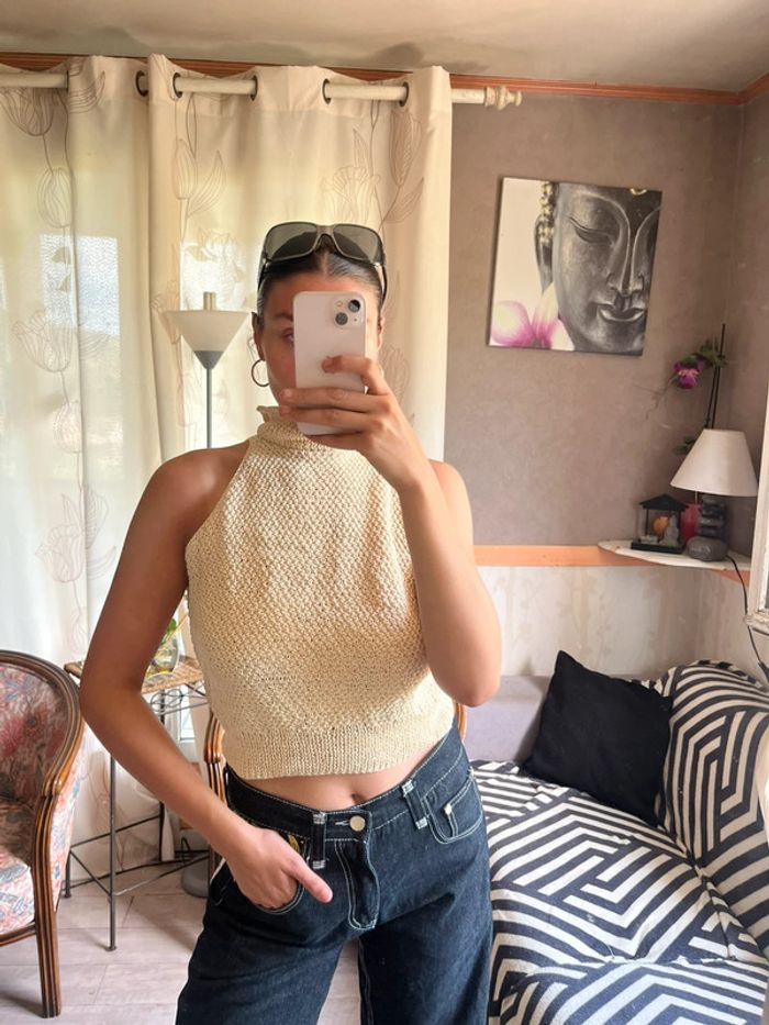 Top do nu maille Ibiza bohème champêtre vintage y2k 2000yer - photo numéro 4