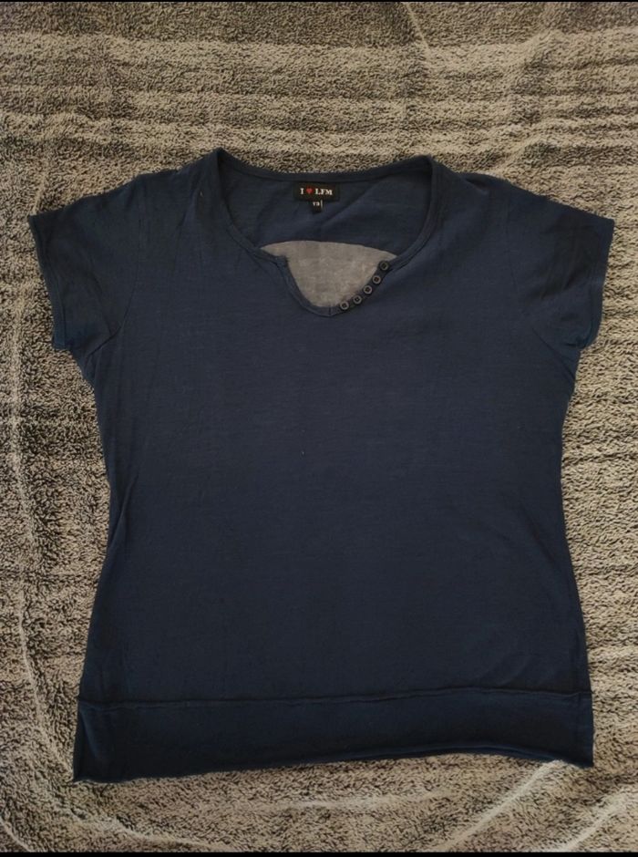 T-shirt Taille 3 femme bleu marine tête de Mort LFM - photo numéro 2
