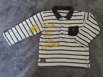 Polo rayures gris 24 mois