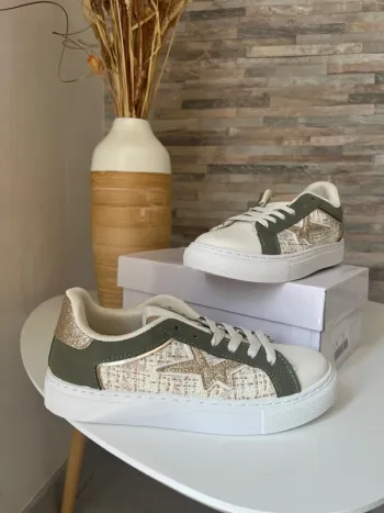 Magnifiques baskets kaki tweed p41