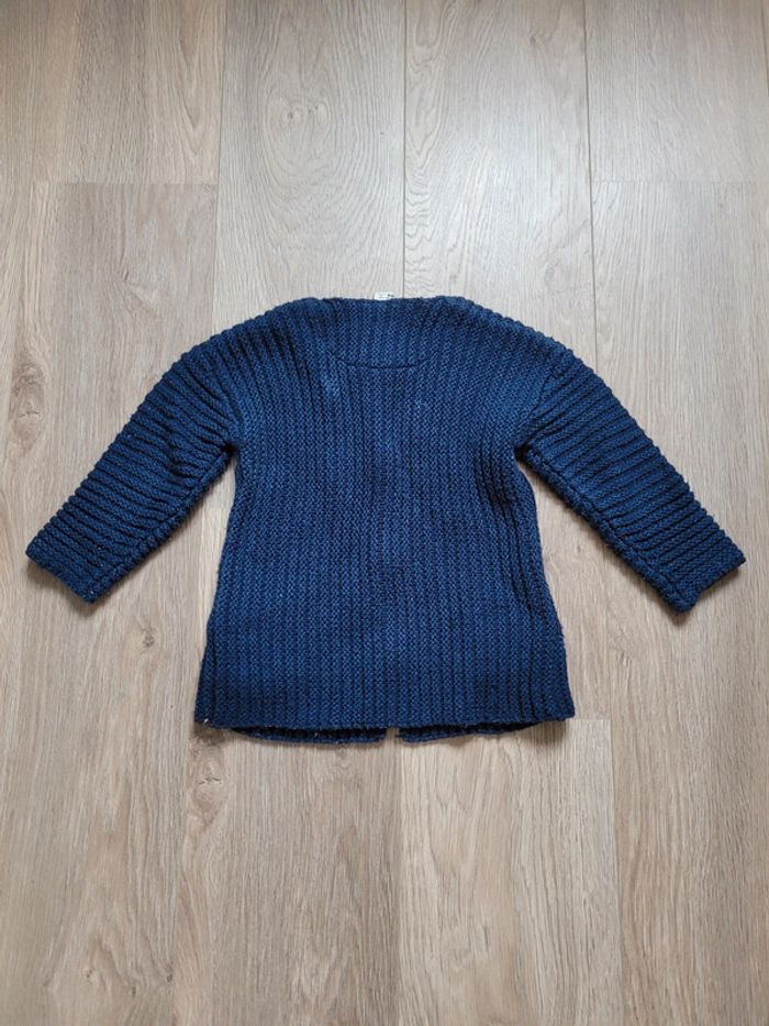 Gilet bleu marine à grosse maille - photo numéro 2