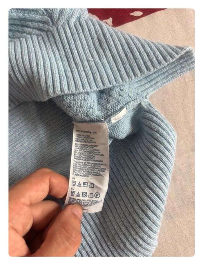 Pull Torsadé col bateau bleu clair Tommy Hilfiger taille M - photo numéro 8