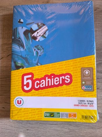 Lot neuf de 5 cahiers 21x29,7
