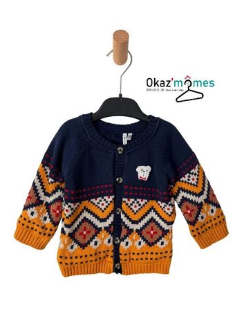 Gilet jacquard doublé (avec écusson chien) - Orchestra 6 mois (67cm)