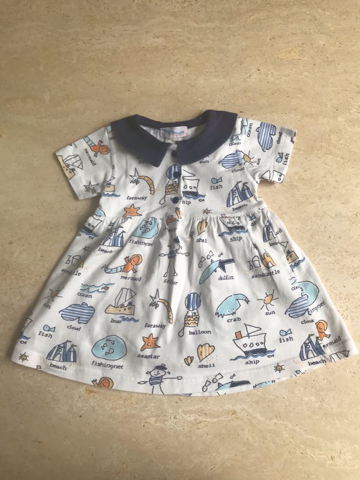 ROBE "PREMAMAN" BLANCHE IMPRIMEE - TAILLE : 6 MOIS