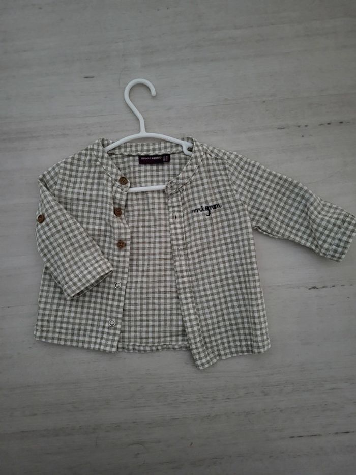 Chemise à carreaux beige - 3 mois