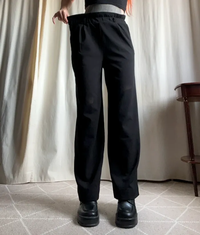 Pantalon noir jambes larges Corporate Goth Officecore - Taille S/M - photo numéro 3