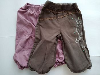 #lot De 2 Pantalons Bébé Fille Taille 12 Mois
