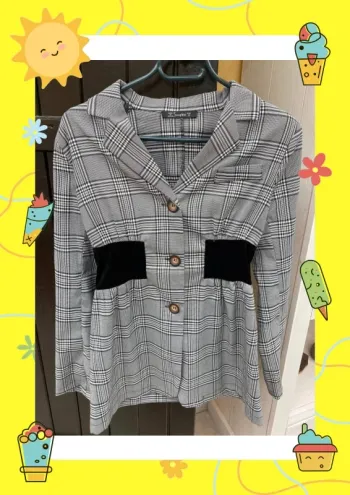 Blazer à carreaux avec boutons S 36 simplee shein