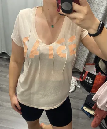 T shirt femme G Star rose clair pâle col V taille M