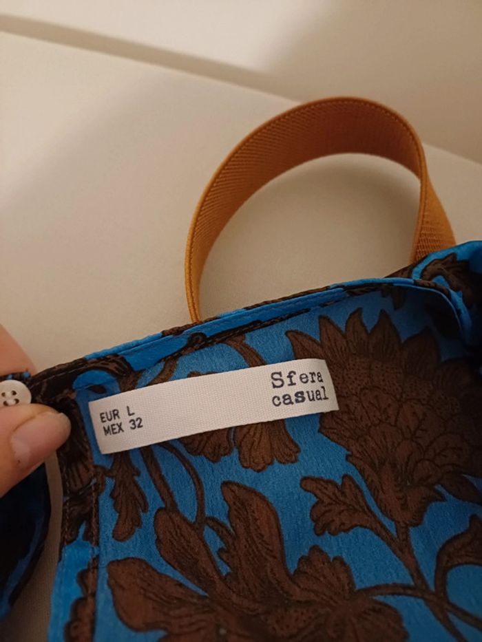 Robe fluide bleue et marron Sfera taille L 40 - photo numéro 9