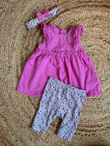 Ensemble 3 pièces 12 mois tunique bandeau cycliste