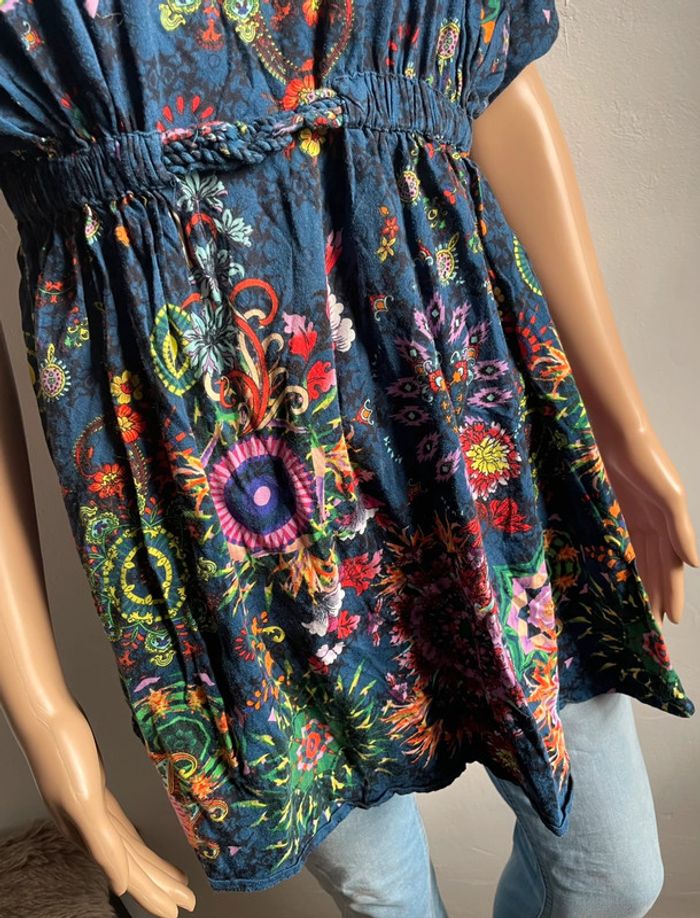 Tunique Desigual Fleurie Bleue - Taille M - photo numéro 3