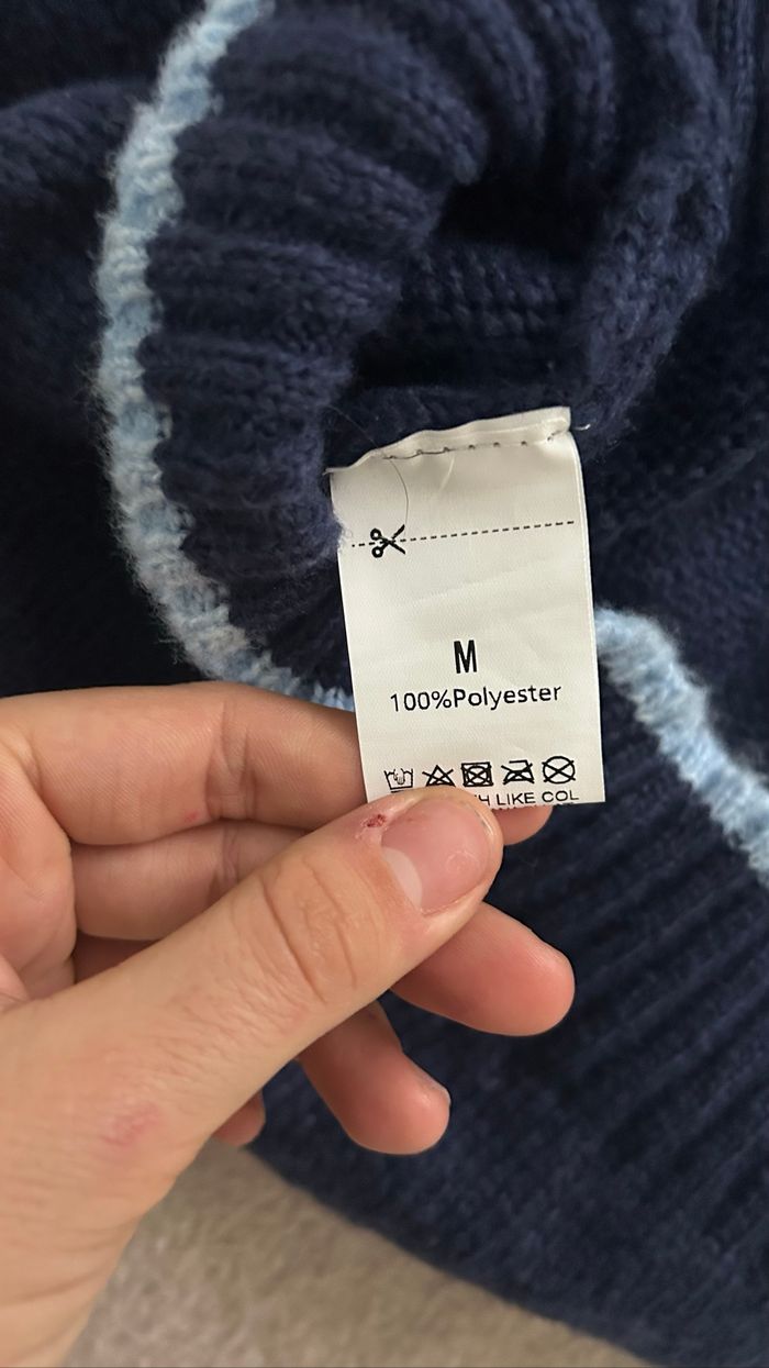 pull d’hiver bleu marine et bleu clair - photo numéro 4