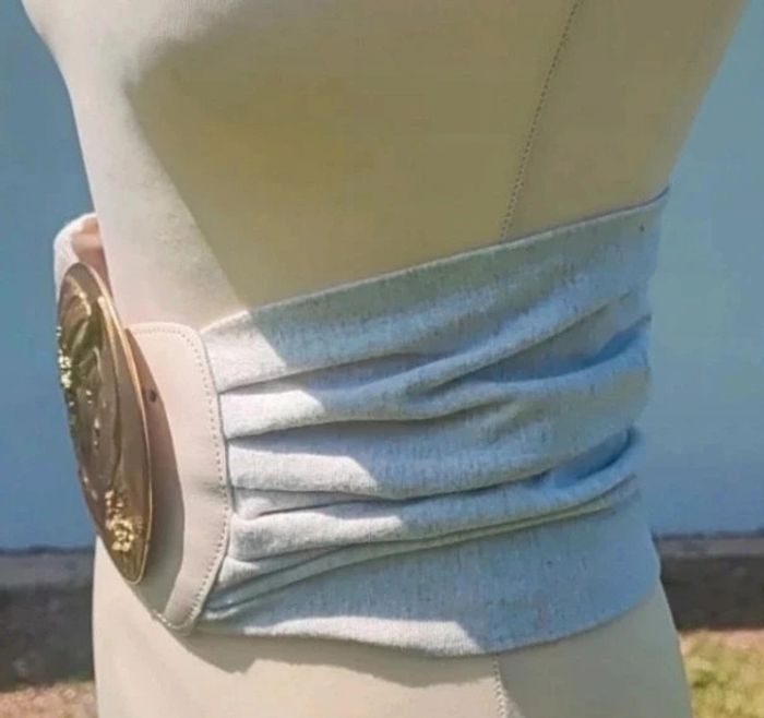 💎Grosse ceinture femme gris crème boucle femme vintage authentique taille XS s cuir coton - photo numéro 3