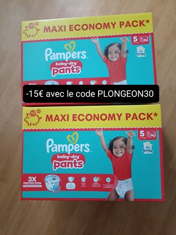 2 cartons de couches Pampers pants culottes T5 taille 5