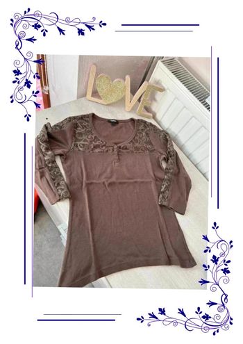 T shirt manches 3/4 marron sexy taille 1 (S)