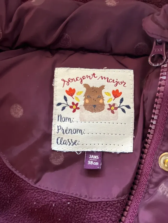Veste sergent major hiver 3 ans - photo numéro 2