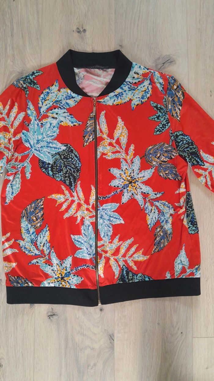 Sweat zippé rouge multicolore - photo numéro 2