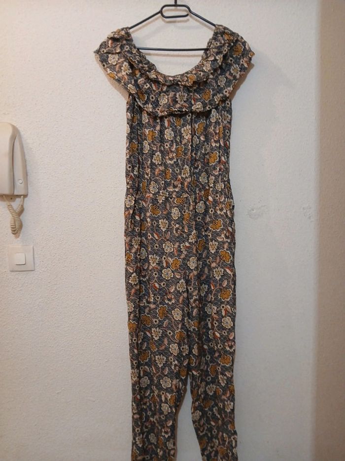 Combi pantalon fleuris élastique taille 44