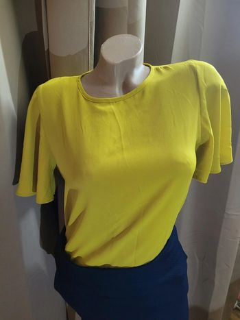 Blouse chemise manches volants, vert pomme