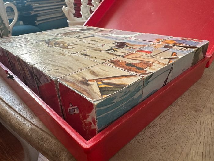 Boîte de 24 cubes ancien Caroline Pierre Probst Télé Hachette Garnier Cornil boîte rouge - photo numéro 5