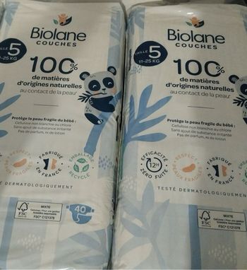 Lots 2 paquets de couches biolane taille 5
