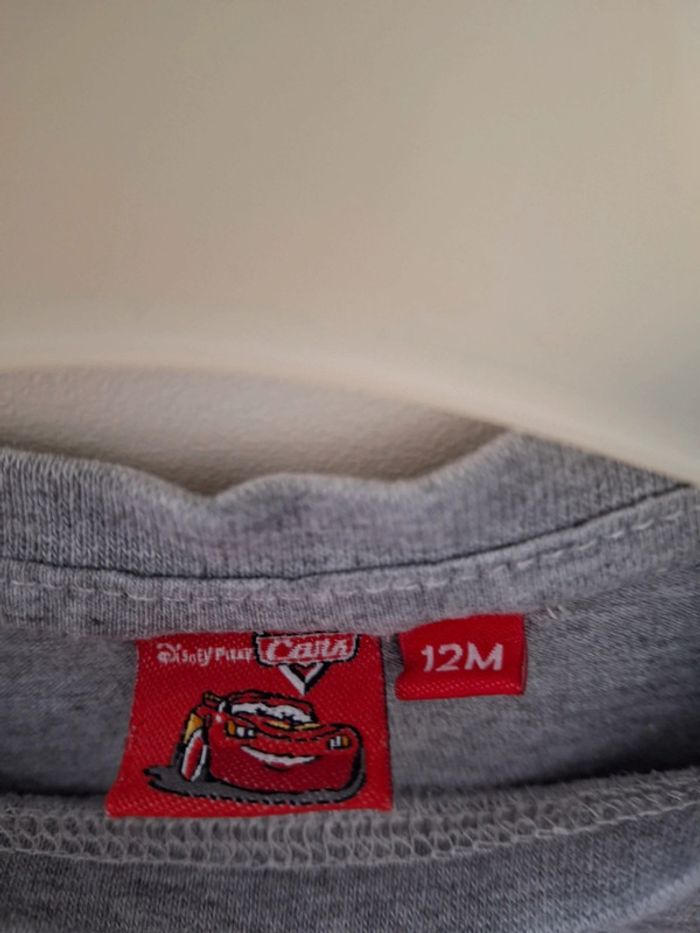 t-shirt manches longues disney pixar cars gris 12mois - photo numéro 3