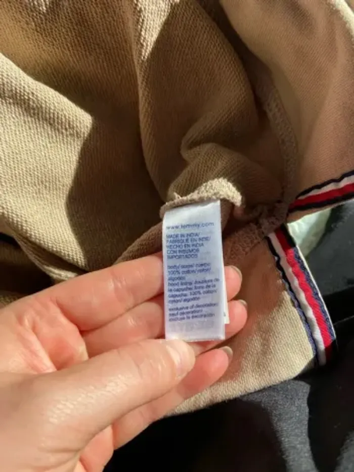 Sweat à capuche marron beige en coton Tommy Hilfiger Taille S - photo numéro 2