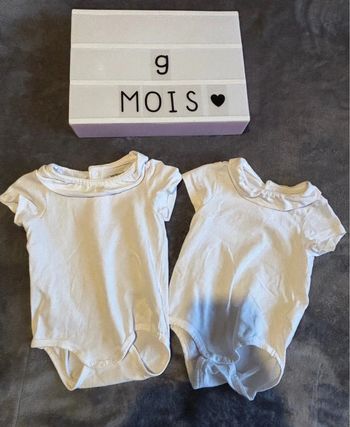 Lot de bodies manches courtes, Vertbaudet, 9 mois