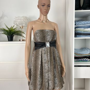 Robe beige léopard Double Y - Taille 36 S - Vintage Y2K