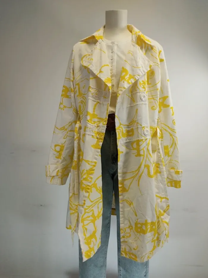 Trench - Not The Same blanc et Jaune vintage à motifs - A271 - photo numéro 2