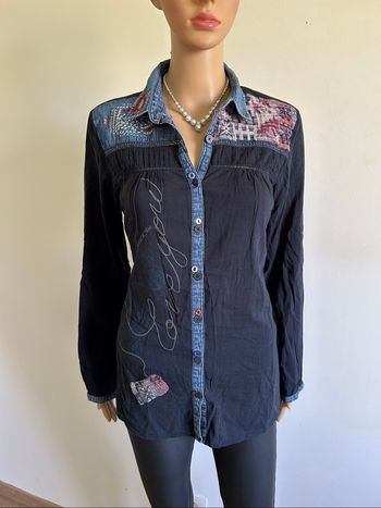 Chemise bleue bi matière Desigual taille M TBE