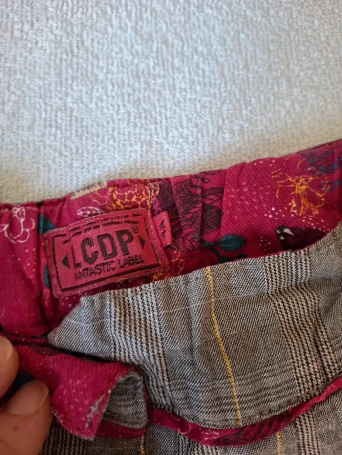 Pantalon carreaux gris beige lcdp taille 4 ans - photo numéro 4