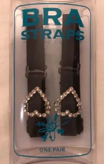 Bretelles ba trass de soutien-gorge noir décoré de de petits cœurs en diamants trass taille unique