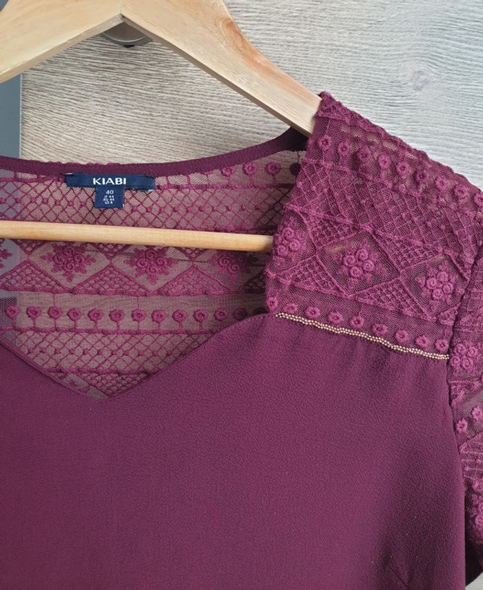 Blouse bordeaux kiabi dentelle - photo numéro 4