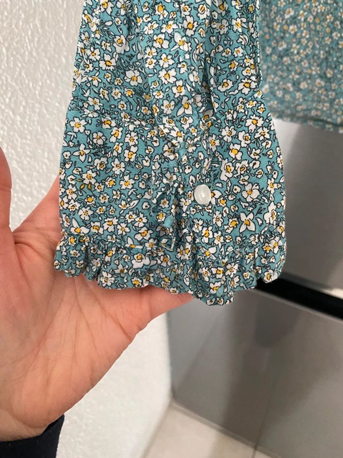 Chemise femme col Claudine fleurs vintage - photo numéro 3