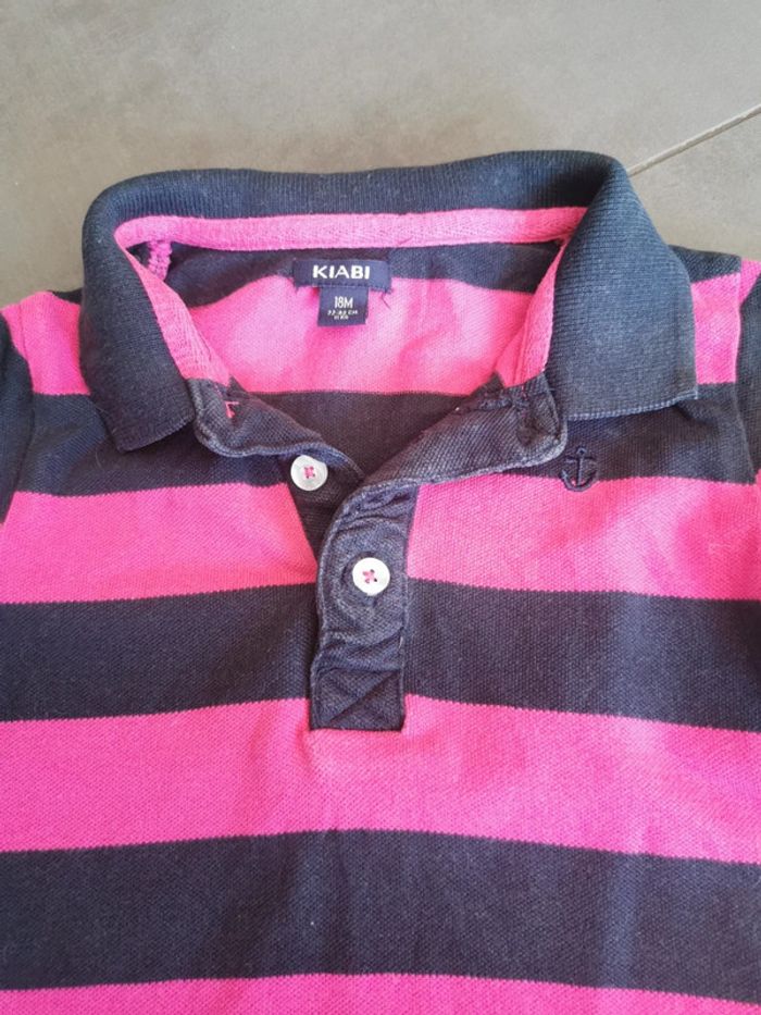 Joli polo manches courtes rose et noir kiabi 18 mois - photo numéro 2