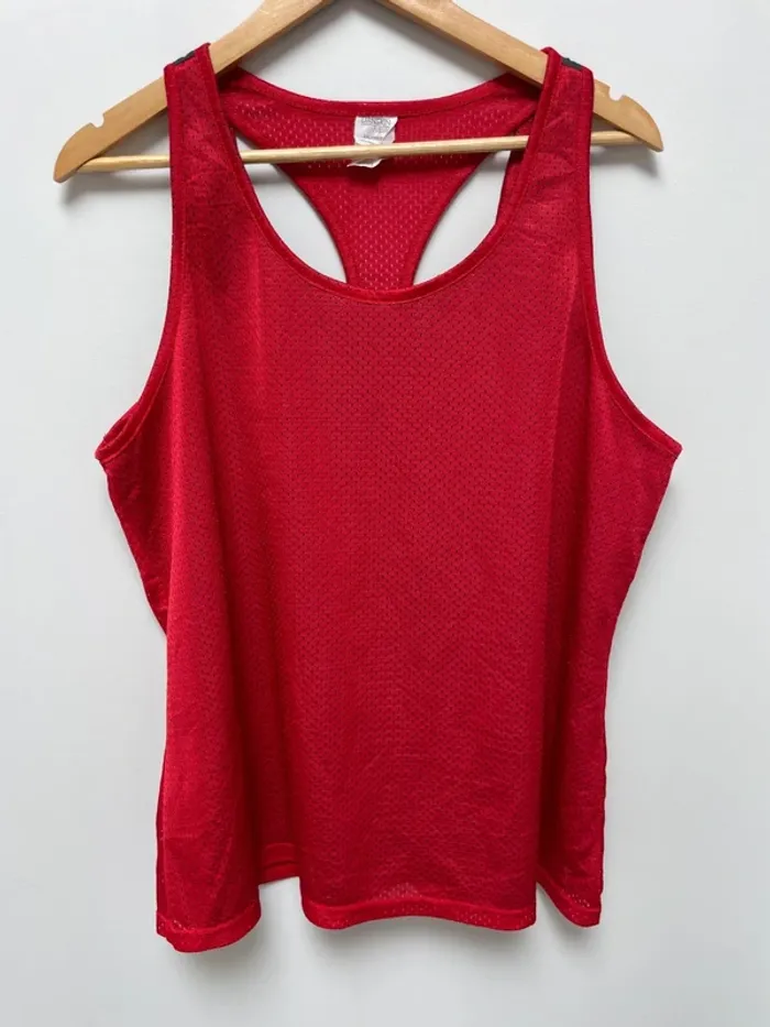 Mesh tank top jersey sports running red grey Danskin Womens XXL - photo numéro 2