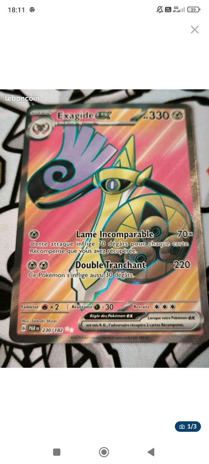 2 carte pokémon de exagide