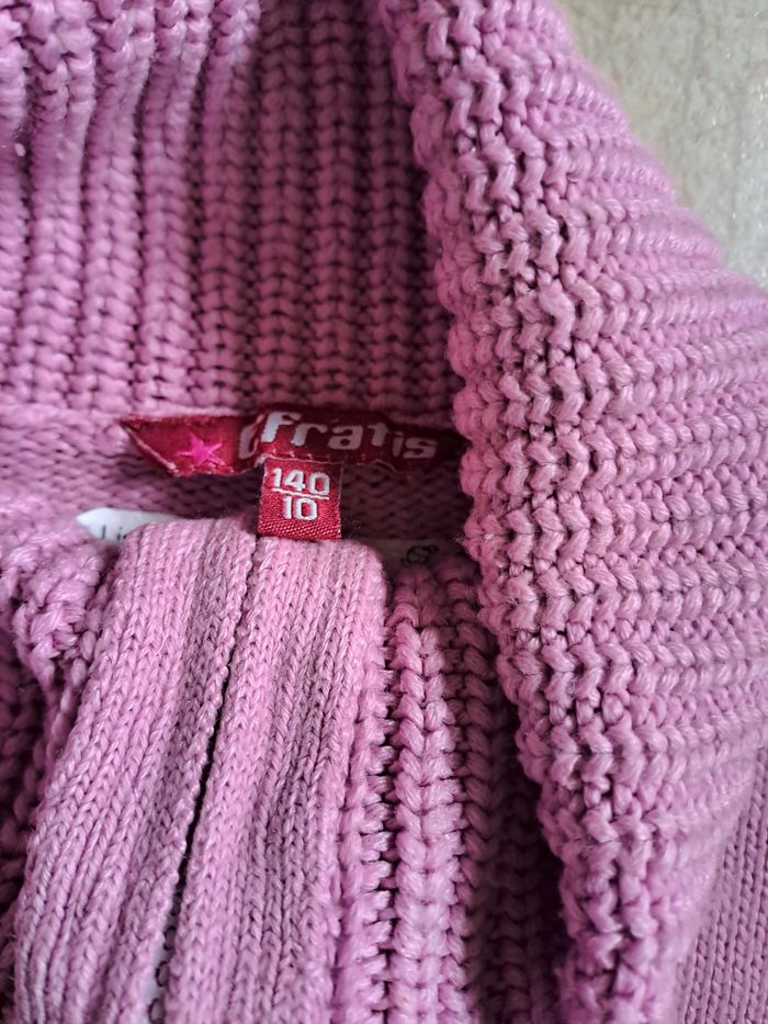 Gros gilet fille col montant rose lilas/ T. 10 ans / " Efratis " - photo numéro 2