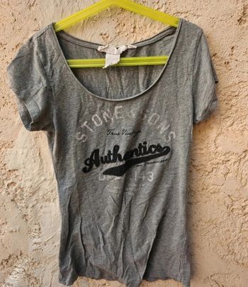 T-shirt gris moulant manche courte