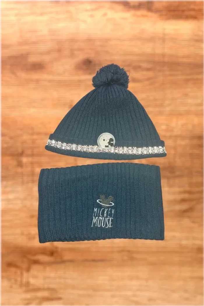 Ensemble bonnet + snood Mickey Mouse
