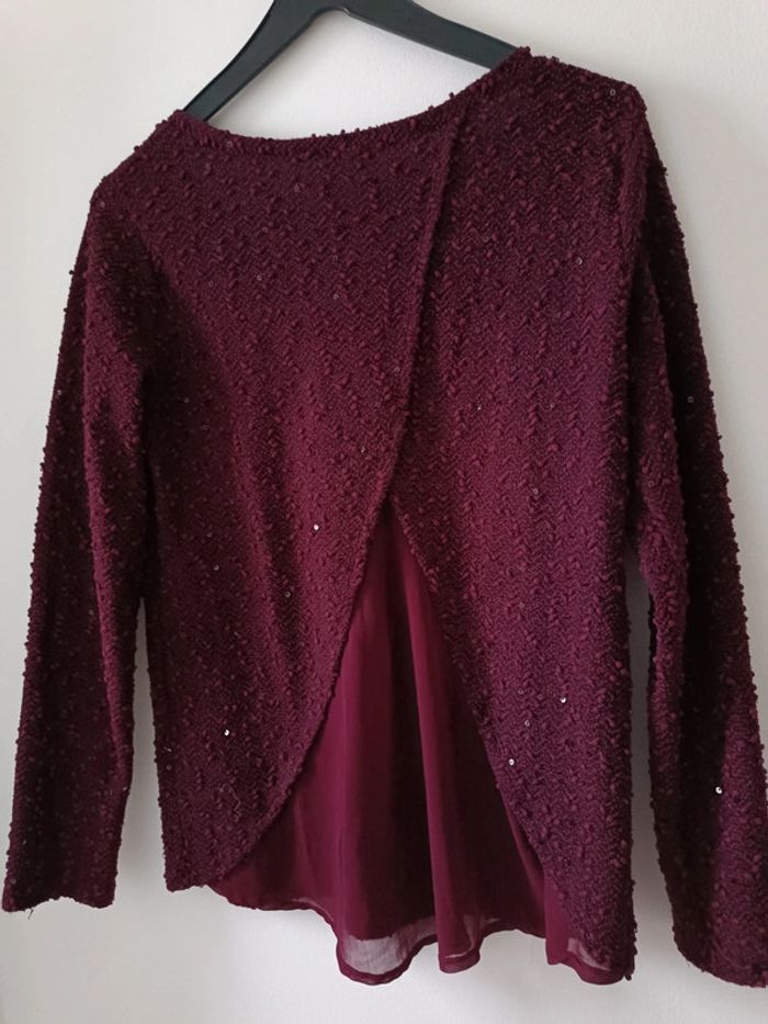 Magnifique pull sequins bordeaux - taille M - neuf - photo numéro 4