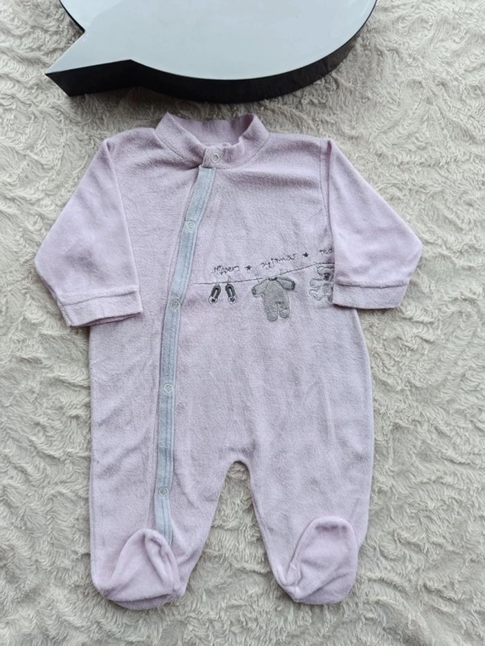 Pyjama grenouillère velours Fille 3 mois - photo numéro 2