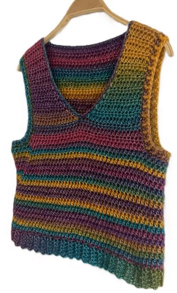 pull mohair débardeur crochet multicolore